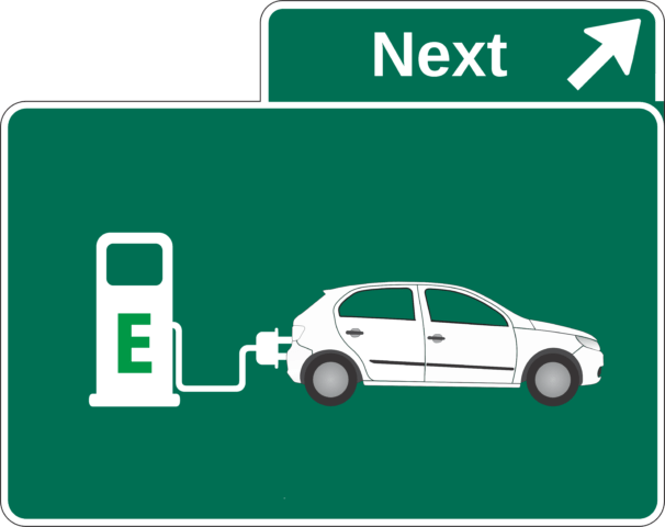 electric car charging offramp sign