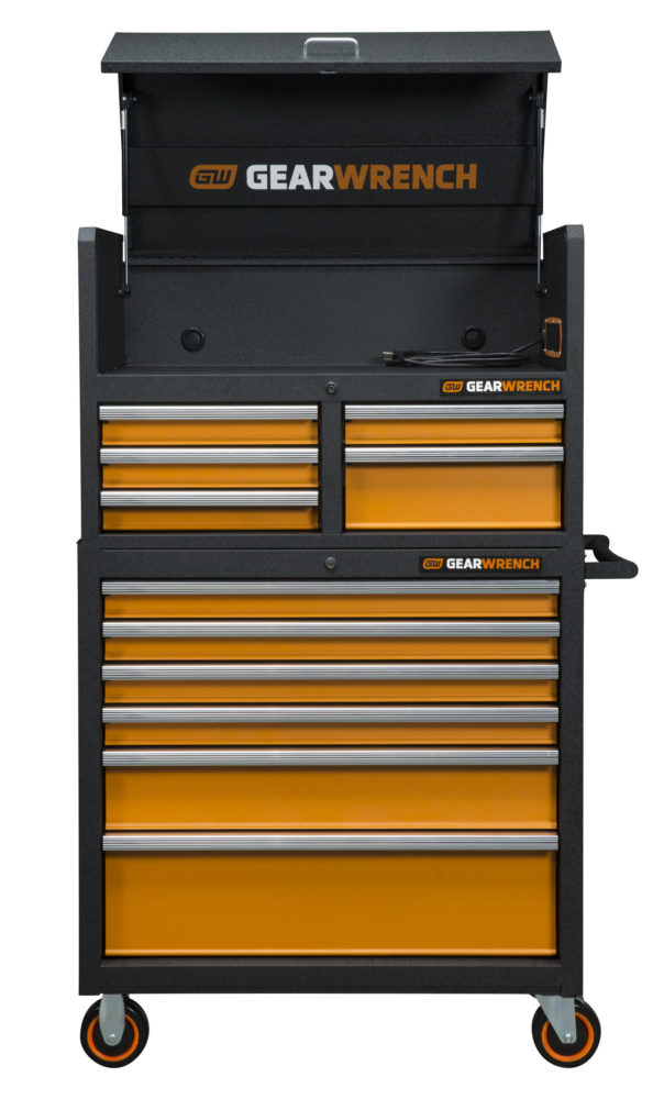 Three new Gearwrench GSX chests, each compatible with one of three new rolling tool cabinets to provide maximum storage capacity that is easy to access.