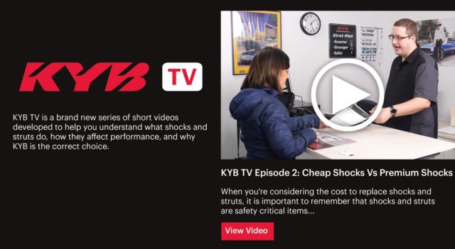 The new KYB TV video series from KYB is focused on giving viewers concise content about shocks and struts and why KYB is the right choice. 