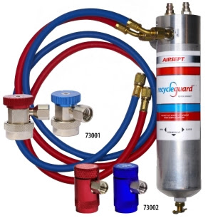 AirSept now offers its award-winning Dual Recycle Guard equipped with efficient and easy to use Quick Connect hose fittings that will connect to any commercial A/C refrigerant recovery equipment. 