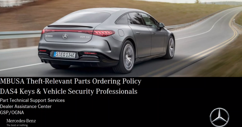 The National Automotive Service Task Force (NASTF) has advised that the Mercedes Benz DAS4 replacement key ordering process is now available.