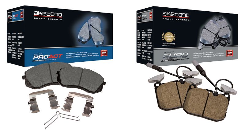 Akebono Brake Corporation expanded its ProACT and EURO Ultra-Premium Disc Brake Pad line by five new part numbers: ACT2230, ACT2231, ACT2372, ACT2383 and EUR2136. 
